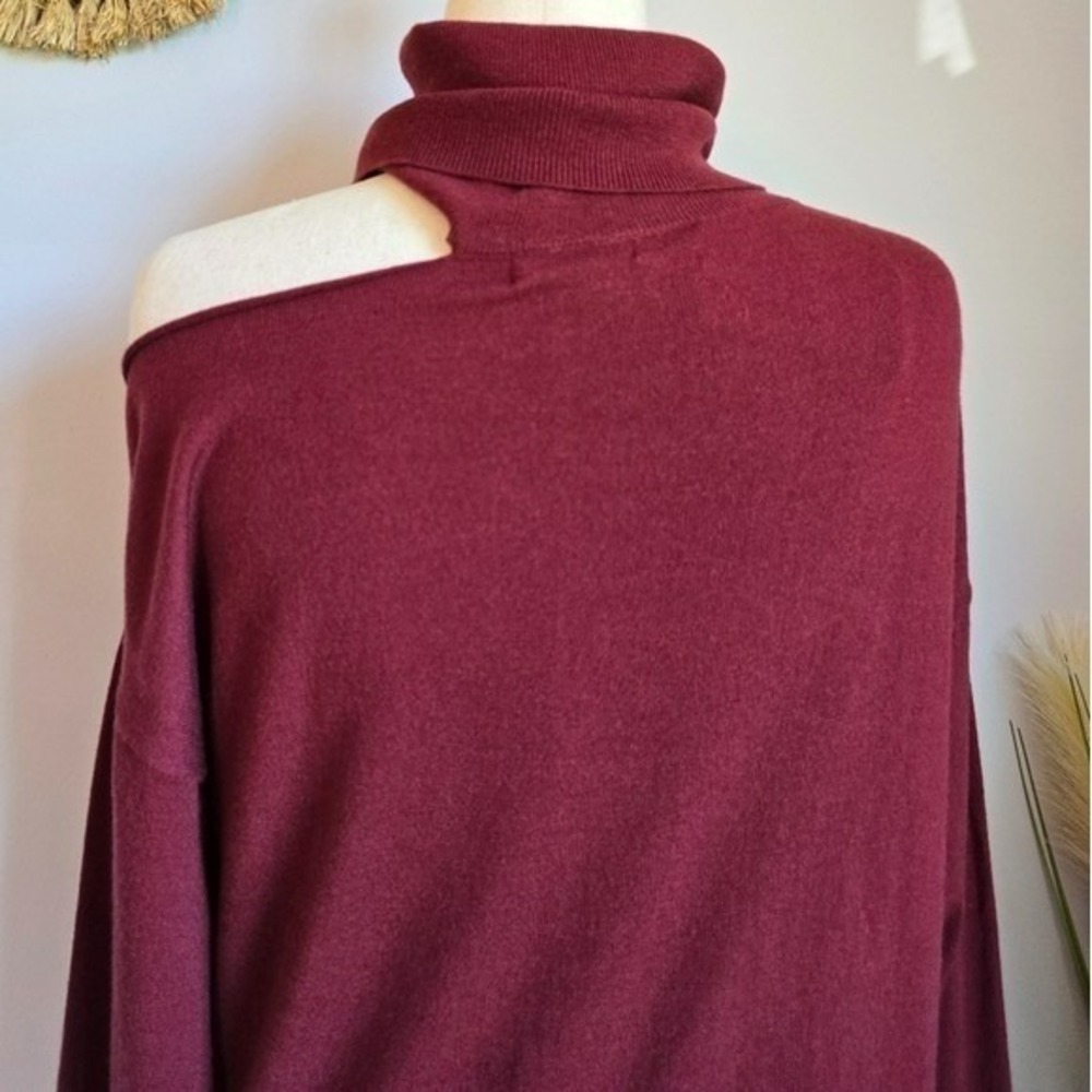 525 America NEW Burgundy Collarbone Cut-out Oversized Sweater SZ Small Y2K Chic - Picture 8 of 12